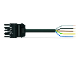 pre-assembled connecting cable; Cca; Socket/open-ended; 5-pole; Cod. A; H05Z1Z1-F 5G 2.5 mm; 1 m; 2,50 mm; black