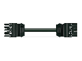 pre-assembled interconnecting cable; Cca; Socket/plug; 5-pole; Cod. A; H05Z1Z1-F 5G 2.5 mm; 3 m; 2,50 mm; black