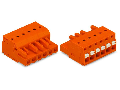 1-conductor female plug; push-button; with integrated end plate; 2.5 mm²; Pin spacing 5.08 mm; 9-pole; 2,50 mm²; orange