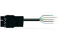 pre-assembled connecting cable; Plug/open-ended; 5-pole; Cod. A; H05Z1Z1-F 5G 4.0 mm; 8 m; 4,00 mm; black