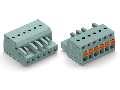 1-conductor female plug; push-button; with integrated end plate; 2.5 mm²; Pin spacing 5 mm; 24-pole; 2,50 mm²; gray