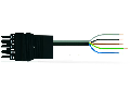 pre-assembled connecting cable; Socket/open-ended; 5-pole; Cod. A; H05Z1Z1-F 5G 4.0 mm; 8 m; 4,00 mm; black