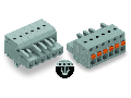 1-conductor female plug; push-button; Snap-in mounting feet; 2.5 mm; Pin spacing 5 mm; 18-pole; 2,50 mm; gray