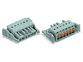 1-conductor female plug; push-button; Strain relief plate; 2.5 mm²; Pin spacing 5 mm; 5-pole; 2,50 mm²; gray