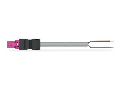 pre-assembled connecting cable; Eca; Plug/open-ended; 2-pole; Cod. B; Control cable 2 x 1.5 mm²; 8 m; 1,50 mm²; pink