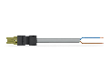 pre-assembled connecting cable; Eca; Socket/open-ended; 2-pole; Cod. B; Control cable 2 x 1.5 mm; 8 m; 1,50 mm; light green