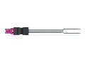 pre-assembled connecting cable; Eca; Socket/open-ended; 2-pole; Cod. B; Control cable 2 x 1.5 mm; 5 m; 1,50 mm; pink