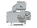 2-conductor fuse terminal block; with pivoting fuse holder; with end plate; for 5 x 20 mm miniature metric fuse; with blown fuse indication by LED; 12 - 30 V; for DIN-rail 35 x 15 and 35 x 7.5; 2.5 mm; Push-in CAGE CLAMP; 2,50 mm; gray