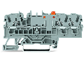 3-conductor disconnect/test terminal block; with test option; orange disconnect link; for DIN-rail 35 x 15 and 35 x 7.5; 2.5 mm²; Push-in CAGE CLAMP®; 2,50 mm²; gray