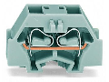 4-conductor terminal block; without push-buttons; with fixing flange; for screw or similar mounting types; Fixing hole 3.2 mm Ø; can be commoned with adjacent jumpers and staggered jumpers; CAGE CLAMP®; 1,50 mm²; gray