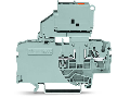 2-conductor fuse terminal block; with pivoting fuse holder; with end plate; for 5 x 20 mm miniature metric fuse; with blown fuse indication by LED; 230 V; for DIN-rail 35 x 15 and 35 x 7.5; 2.5 mm²; Push-in CAGE CLAMP®; 2,50 mm²; gray