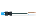 pre-assembled connecting cable; Eca; Plug/open-ended; 2-pole; Cod. I; H05Z1Z1-F 2 x 1,50 mm; 8 m; 1,50 mm; blue