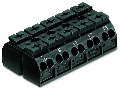 4-conductor chassis-mount terminal strip; 5-pole; PE-N-L1-L2-L3; with ground contact; 4 mm; 4,00 mm; black