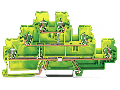 Triple-deck terminal block; 6-conductor ground terminal block; PE; without marker carrier; internal commoning; for DIN-rail 35 x 15 and 35 x 7.5; 2.5 mm²; CAGE CLAMP®; 2,50 mm²; green-yellow