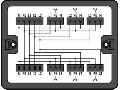 Distribution box; Three-phase to single-phase current (400 V/230 V); 1 input; 7 outputs; Cod. A; MIDI; black