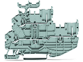 1-conductor/1-pin double deck receptacle terminal block; Through/through terminal block; L/L; with marker carrier; for DIN-rail 35 x 15 and 35 x 7.5; Push-in CAGE CLAMP®; 1,00 mm²; gray