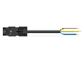 pre-assembled connecting cable; Eca; Plug/open-ended; 3-pole; Cod. A; H05Z1Z1-F 3G 2.5 mm; 3 m; 2,50 mm; black