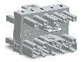 3-way distribution connector; 5-pole; Cod. B; 1 input; 3 outputs; gray