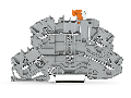 Double-deck disconnect terminal block; with pivoting knife disconnect; L/L; for DIN-rail 35 x 15 and 35 x 7.5; 2.5 mm; Push-in CAGE CLAMP; 2,50 mm; gray