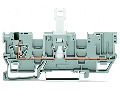 1-conductor/1-pin disconnect carrier terminal block; with shield contact; with 2 jumper positions; for DIN-rail 35 x 15 and 35 x 7.5; 4 mm; CAGE CLAMP; 4,00 mm; gray