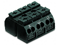 4-conductor chassis-mount terminal strip; 3-pole; N-PE-L1; with ground contact; 4 mm²; 4,00 mm²; black