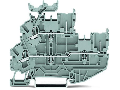 1-conductor/1-pin double deck receptacle terminal block; Through/through terminal block; L/L; with marker carrier; for DIN-rail 35 x 15 and 35 x 7.5; 2.5 mm²; Push-in CAGE CLAMP®; 2,50 mm²; gray