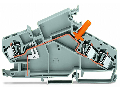 3-conductor through terminal block; 6 mm²; with touch-proof test socket; e.g., current transformer circuits; center marking; for DIN-rail 35 x 15 and 35 x 7.5; CAGE CLAMP®; 6,00 mm²; gray