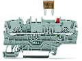 2-conductor fuse terminal block; for mini-automotive blade-style fuses; with test option; with blown fuse indication by LED; 24 V; for DIN-rail 35 x 15 and 35 x 7.5; 2.5 mm; Push-in CAGE CLAMP; 2,50 mm; gray