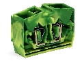 4-conductor end terminal block; without push-buttons; with fixing flange; for screw or similar mounting types; Fixing hole 3.2 mm Ø; 2.5 mm²; CAGE CLAMP®; 2,50 mm²; green-yellow