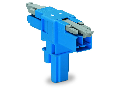 T-distribution connector; 2-pole; Cod. I; 1 input; 2 outputs; 3 locking levers; for flying leads; blue