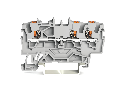 3-conductor through terminal block; with push-button; 1.5 mm²; with test port; side and center marking; for DIN-rail 35 x 15 and 35 x 7.5; Push-in CAGE CLAMP®; 1,00 mm²; gray