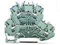 Double-deck terminal block; Through/through terminal block; L/N; without marker carrier; suitable for Ex e II applications; Blue conductor entry upper deck; for DIN-rail 35 x 15 and 35 x 7.5; 2.5 mm²; Push-in CAGE CLAMP®; 2,50 mm²; gray