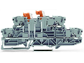 Double-deck, double-disconnect terminal block; with 2 pivoting knife disconnects; N/L; for DIN-rail 35 x 15 and 35 x 7.5; 2.5 mm²; Push-in CAGE CLAMP®; 2,50 mm²; gray