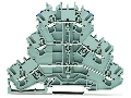 Triple-deck terminal block; Through/through/through terminal block; L/L/N; without marker carrier; suitable for Ex e II applications; Blue conductor entry upper deck; for DIN-rail 35 x 15 and 35 x 7.5; 2.5 mm²; Push-in CAGE CLAMP®; 2,50 mm²; gray