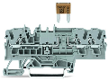 3-conductor fuse terminal block; for mini-automotive blade-style fuses; per DIN 7258-3f, ISO 8820-3; with test option; without blown fuse indication; 2.5 mm²; Push-in CAGE CLAMP®; 2,50 mm²; gray