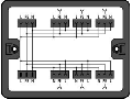 Distribution box; Single-phase current (230 V); 1 input; 7 outputs; Cod. A; MIDI; black