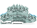 4-conductor double deck terminal block; Through/through terminal block; N/L; without marker carrier; Blue conductor entry lower deck; for DIN-rail 35 x 15 and 35 x 7.5; 2.5 mm²; Push-in CAGE CLAMP®; 2,50 mm²; gray