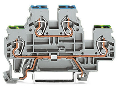 Double-deck terminal block; Ground conductor/through terminal block; PE/L; without marker carrier; for DIN-rail 35 x 15 and 35 x 7.5; 2.5 mm²; CAGE CLAMP®; 2,50 mm²; gray