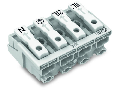 Lighting connector; push-button, external; without ground contact; 1/L´-2/L-PE-N; 4-pole; Lighting side: for solid conductors; Inst. side: for all conductor types; max. 2.5 mm²; Surrounding air temperature: max 85°C (T85); 2,50 mm²; white