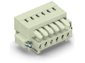 1-conductor female plug; 100% protected against mismating; Screw flange; 1.5 mm; Pin spacing 3.5 mm; 6-pole; 1,50 mm; light gray