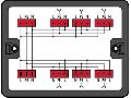 Distribution box; Single-phase current (230 V); 1 input; 7 outputs; Cod. P; MIDI; black