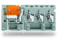 Stackable 3-conductor PCB terminal block; with knife disconnect; 2.5 mm²; Pin spacing 5 mm; 1-pole; CAGE CLAMP®; 2,50 mm²; gray