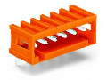 THT male header; 1.0 x 1.0 mm solder pin; angled; 100% protected against mismating; Pin spacing 3.81 mm; 8-pole; orange