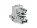 h-distribution connector; 2-pole; Cod. B; 1 input; 2 outputs; outputs on both sides; 2 locking levers; gray