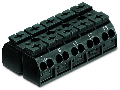 4-conductor chassis-mount terminal strip; 5-pole; PE-N-L1-L2-L3; with ground contact; 4 mm²; 4,00 mm²; black