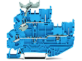 1-conductor/1-pin double deck receptacle terminal block; Through/through terminal block; N/N; with marker carrier; suitable for Ex nA applications; for DIN-rail 35 x 15 and 35 x 7.5; 2.5 mm; Push-in CAGE CLAMP; 2,50 mm; blue