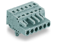 1-conductor female plug; Snap-in mounting feet; 2.5 mm²; Pin spacing 5 mm; 4-pole; 2,50 mm²; gray