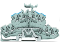 4-conductor double deck terminal block; Shield/through terminal block; Shield/N; without marker carrier; Blue conductor entry upper deck; for DIN-rail 35 x 15 and 35 x 7.5; 2.5 mm²; Push-in CAGE CLAMP®; 2,50 mm²; gray