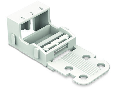 Mounting carrier; for 3-conductor terminal blocks; 221 Series - 4 mm²; with snap-in mounting foot for horizontal mounting; white