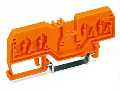 Spacer of same profile; suitable for 4-conductor terminal blocks of horizontal type; orange